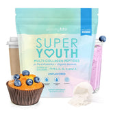 SkinnyFit Super Youth collagen bottle pour shows easy daily use for skin support.