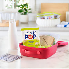 SkinnyPop Original in a lunchbox, convenient for school meals