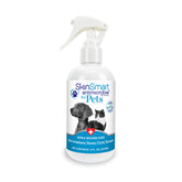 SkinSmart Antimicrobial wound care spray bottle on paw supports healing and infection prevention.