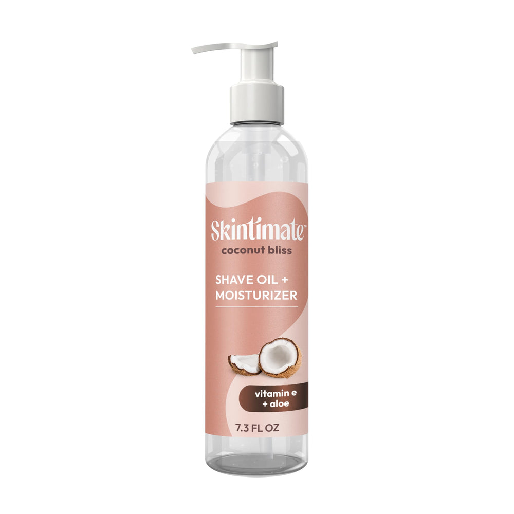 Skintimate Coconut Bliss bottle with tropical coconut scent for a luxurious shave