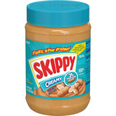 SKIPPY Creamy Peanut Butter jar with toast illustrating a quick, tasty breakfast
