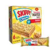 SKIPPY creamy peanut butter wafer bar banana-flavor with real fruit and oats for quick energy.