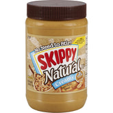 SKIPPY Natural Creamy Peanut Butter jar with real roasted peanuts.