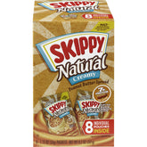 SKIPPY Natural Creamy Peanut Butter Squeeze Pack on the go for convenient protein.