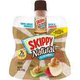 SKIPPY Squeeze natural creamy packaging shows mess-free, portable peanut butter.