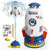 Skirfy Sprinkler Rocket Launcher unboxing shows colorful rocket design and stickers.