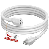 Skrizcable 16-3 short extension 6ft white cord—reliable indoor power for lamps and accessories.
