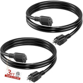 Skrizcable 16/3 short extension cord 3ft in a 2-pack for compact power access