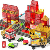 SKTMYY magnetic tiles Fire Truck Station set for imaginative play and early engineering