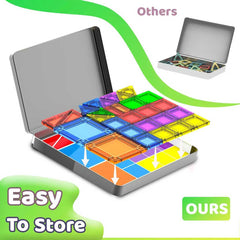 SKTMYY mini magnetic tiles in sturdy metal box keep supplies organized