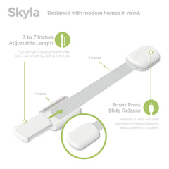 Skyla Homes flexible strap lock bending around furniture for versatile protection