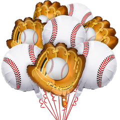Skylety 18-inch baseball balloons create vibrant round decor for sports-themed parties.