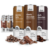 Slate Milk Classic Chocolate bottle, lactose-free protein for convenient everyday fueling.