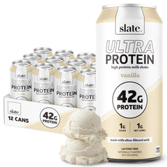 Slate Milk Ultra Protein Shake Vanilla bottle showing protein-rich formula for a balanced day