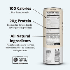 Slate Milk vanilla shake glass, 20g protein, ready for post-workout recovery