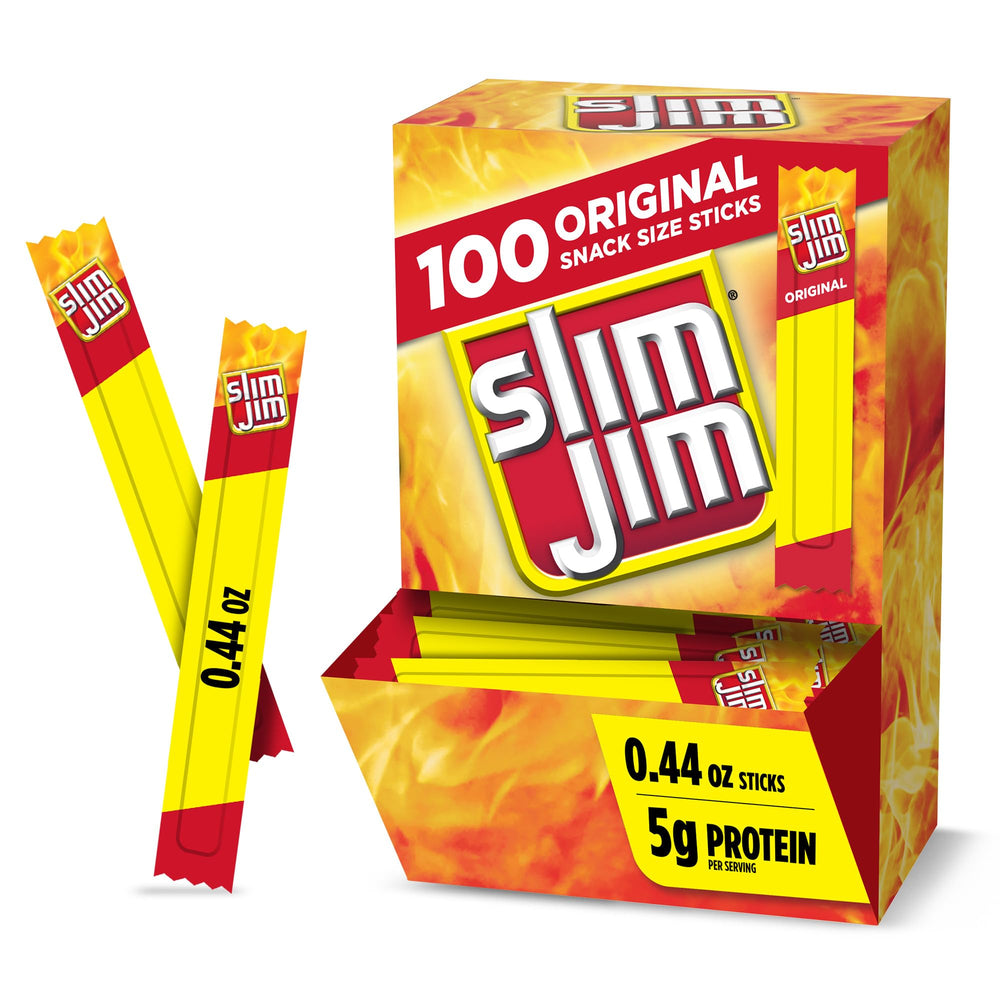 Slim Jim Original Smoked Meat Sticks pack for easy on-the-go snacking.