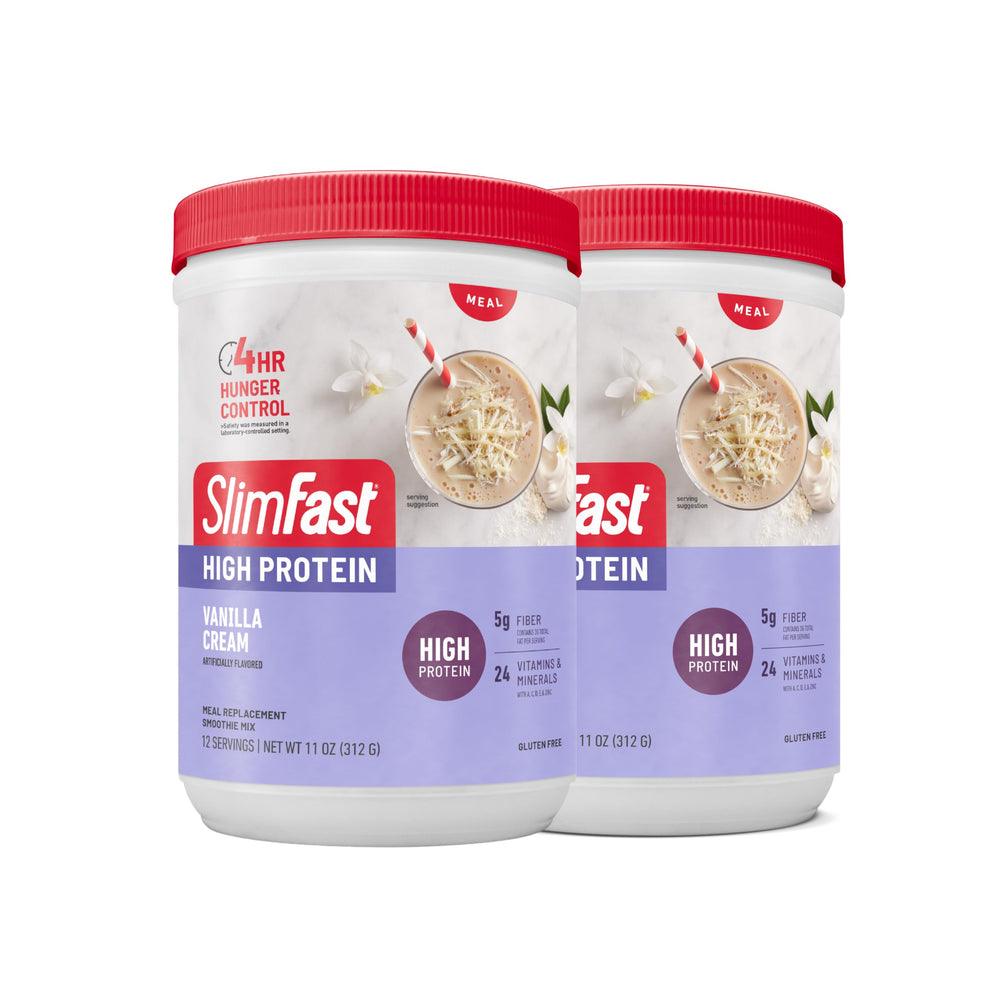 SlimFast Advanced Nutrition Vanilla Cream bottle for on-the-go hunger control.