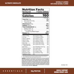 Pourable SlimFast Essentials chocolate shake showing grab-and-go convenience