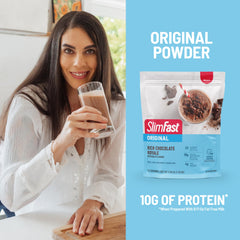 SlimFast on the go packaging shown for quick nourishment