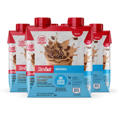 SlimFast Original Cappuccino Delight bottle for on-the-go protein and fiber support
