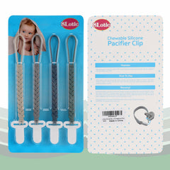 Slotic pacifier clip on-the-go – compact clip attached to clothing for busy parents.