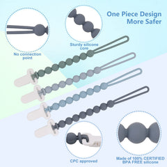 Slotic pacifier clip attached to baby clothing during outdoor stroll