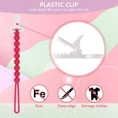 Slotic pacifier clip pink rust-free plastic is easy to clean