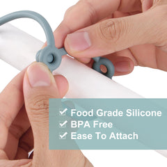 Slotic teething toy straps keep teethers within reach.