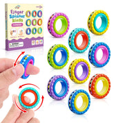 Small Fish fidget rings in nine color varieties for calming sensory play.