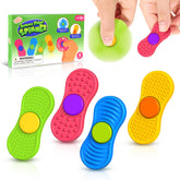 SMALL FISH sensory fidget spinner 4-pack with textured surfaces for focused play.