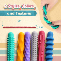 Small Fish textured fidget sticks deliver soothing tactile input for concentration.