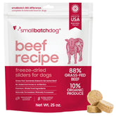Smallbatch Pets freeze-dried beef recipe bag—grain-free, high-protein option.