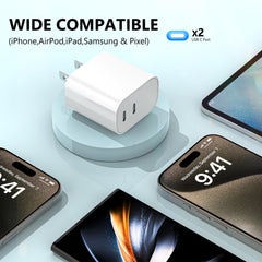 SMALLElectric USB-C charger block delivering 20W PD fast charging for iPhone and iPad.