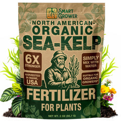 Smart Grower sea kelp fertilizer 2oz bag ready to mix for lush indoor plants.