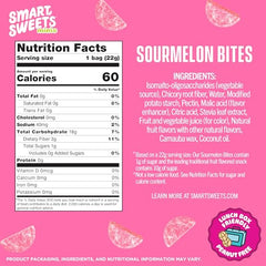 Close-up of SmartSweets Sourmelon Bites pouch showing vibrant gummies.