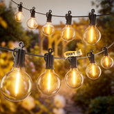 SmartDawn outdoor string lights 100ft with warm Edison bulbs create cozy patio ambiance.