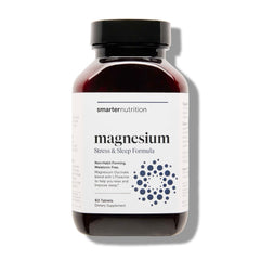 Smarternutrition magnesium complex bottle promoting relaxation and sleep support.