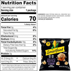 Smartfood kettle corn kernels close-up with vibrant colors