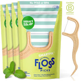 SmartLifeco straw-wheat floss picks pack for eco-friendly daily cleaning.