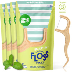 SmartLifeco straw-wheat floss picks pack for eco-friendly daily cleaning.