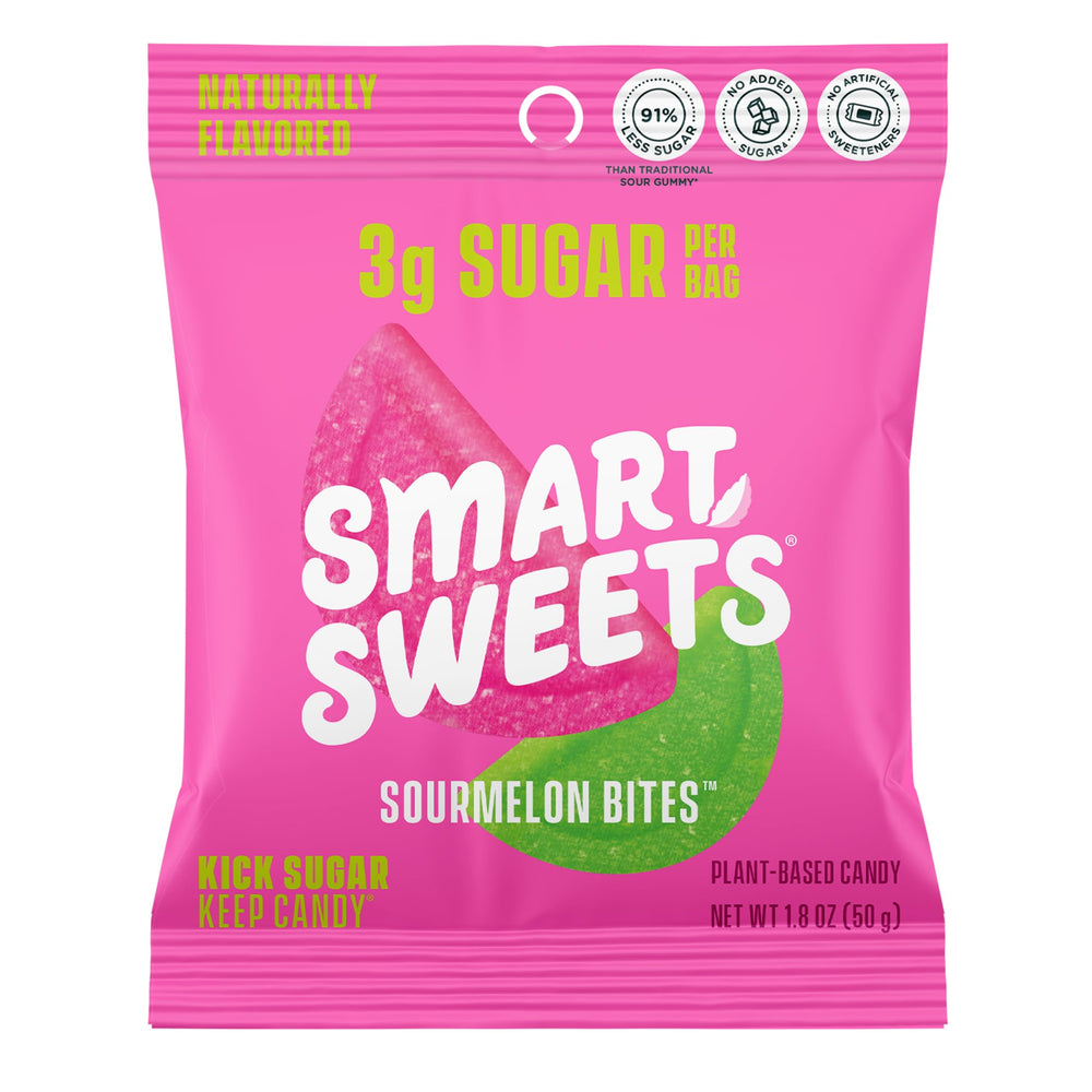 SmartSweets Sourmelon Bites pack of 12, ideal for lunchboxes and on-the-go snacking.