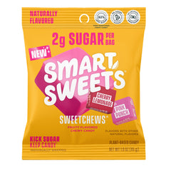 SmartSweets SweetChews four-pack on display, lower sugar candy option.