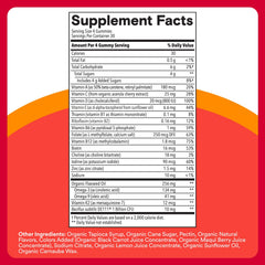 SmartyPants Organic Kids Multivitamin Gummies cherry-orange-berry flavors entice kids to take vitamins.