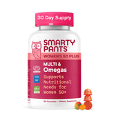 SmartyPants 50+ multivitamin bottle shown for daily use.
