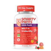 SmartyPants Kids Plus Multi & Immunity bottle-front for daily nutrition.