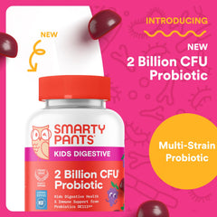 Front of SmartyPants bottle highlights kid-friendly probiotic formula.