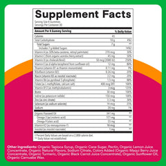 SmartyPants Organic Women’s Multivitamin Gummies label highlights organic and vegetarian ingredients