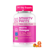 SmartyPants Teen Girl bottle shows two gummies per day for an easy routine