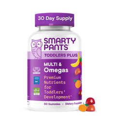 SmartyPants Toddler bottle with gummies may support daily nutrition.
