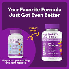 SmartyPants Omega-3 gummies bottle highlights EPA/DHA for healthy nutrition.